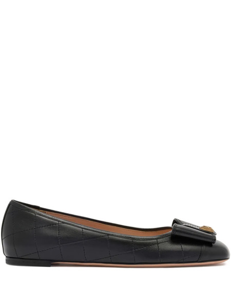  Bally B-bow Quilted Leather Ballet Flats - Black 