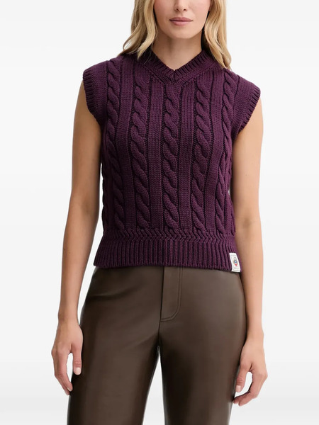  Bally Cable-knit V-neck Top - Purple 