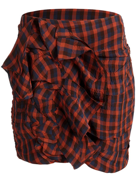  Bally Checked Ruched Mini Skirt - Red 