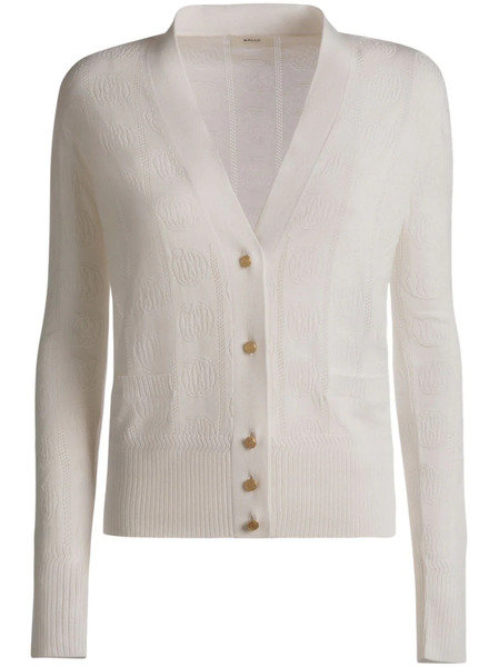  Bally Emblem Jacquard Silk-blend Cardigan - White 