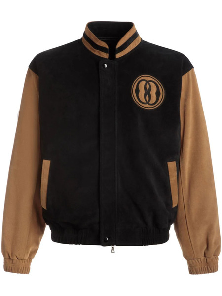  Bally Emblem Logo-patch Suede Bomber Jacket - Black 