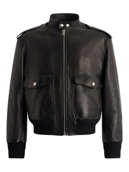  Bally Epaulettes Flap-pockets Leather Jacket - Black 
