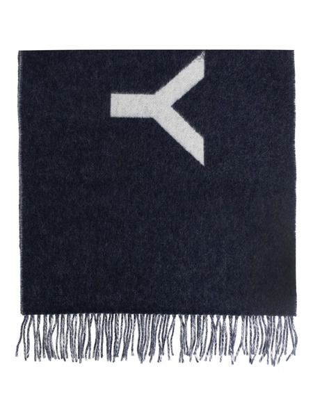  Bally Fringed Logo Scarf - Blue 