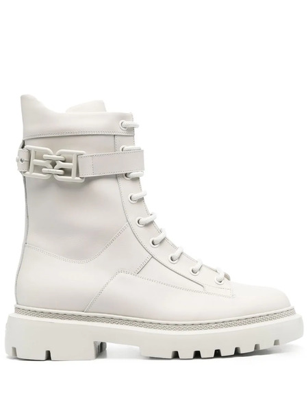  Bally Gioele Leather Combat Boots - White 