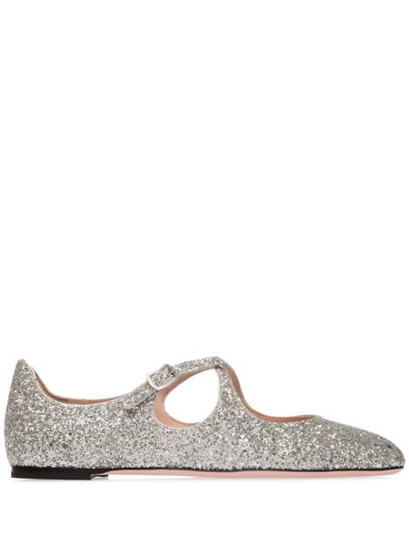  Bally Glitter Ballet Flats - Silver 