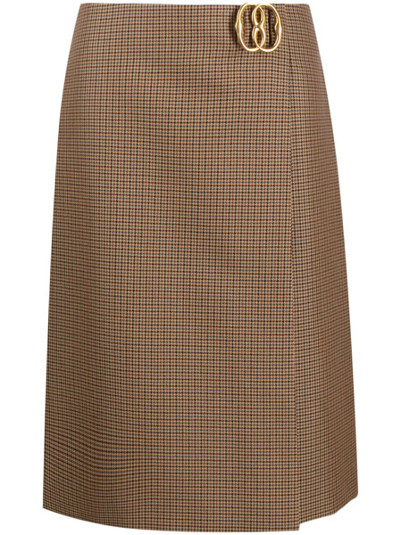  Bally Logo-plaque Check-pattern Skirt - Brown 