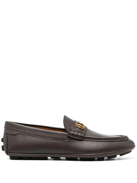  Bally Logo-plaque Leather Moccasins - Brown 