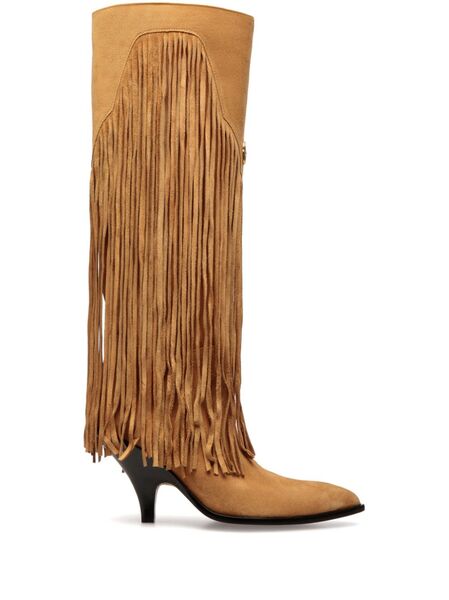  Bally 40mm Fringed Suede Boots - Brown 