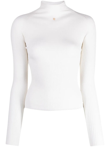  Bally Mock-neck Ribbed-knit Jumper - White 