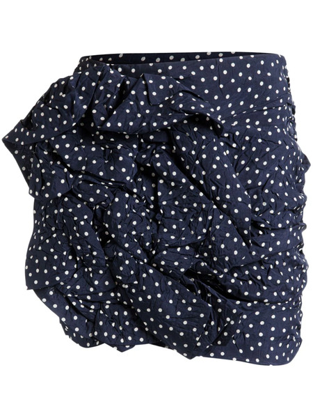 Bally Polka-dot Ruched Mini Skirt - Blue 