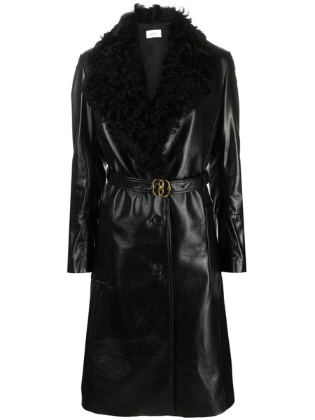  Bally Shearling-collar Leather Trench-coat - Black 