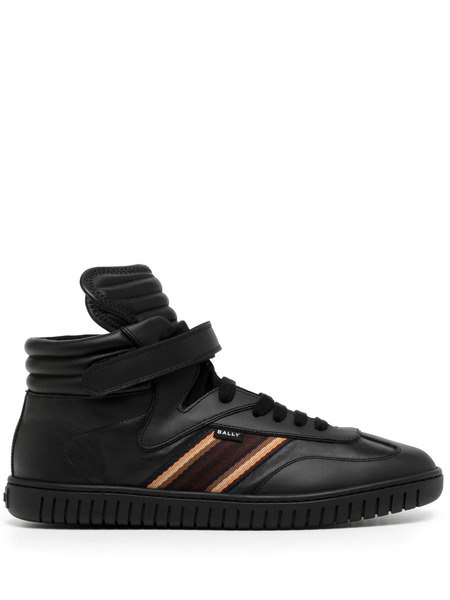  Bally Side-stripe Leather High-top Sneakers - Black 