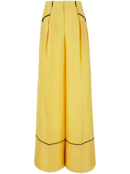  Bally Silk Palazzo Trousers - Yellow 