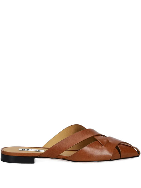  Bally Sylt Brushed Leather Mules - Brown 