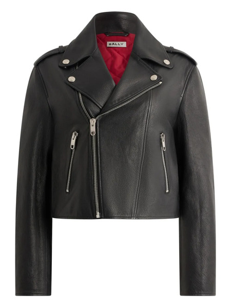  Bally Zip-up Leather Biker Jacket - Black 