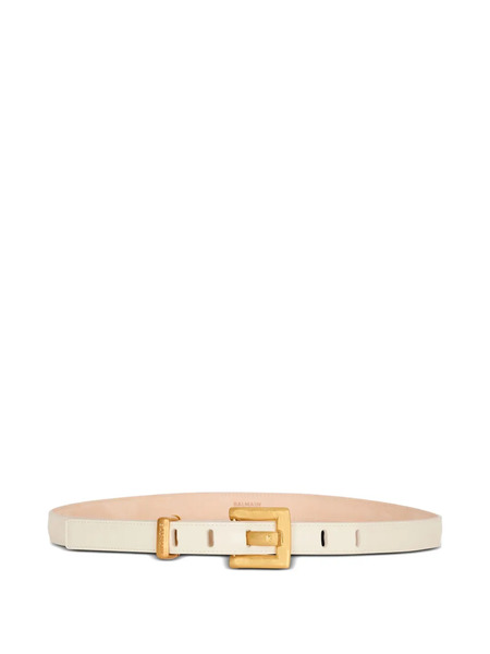 Balmain Anthem Leather Belt - White 