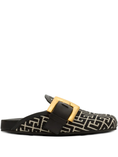  Balmain Anthem Monogram-pattern Slippers - Black 