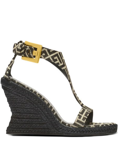 Balmain Anthem Wedge Espadrilles - Black 