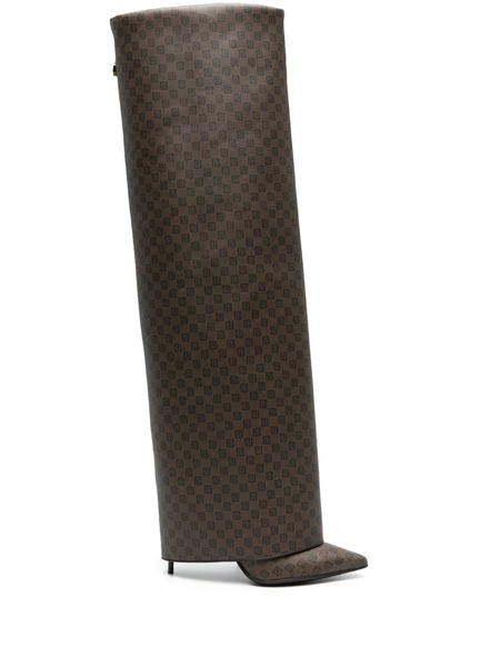  Balmain Ariel Monogram Folded Boots - Brown 