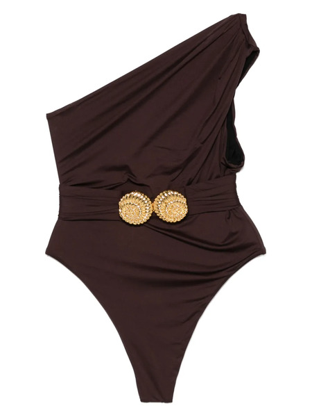  Balmain Asymmetric Swimsuit - Brown 