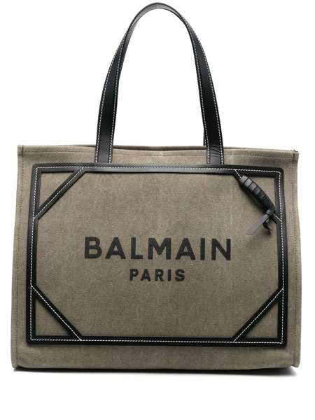  Balmain B-army Canvas Tote Bag - Green 