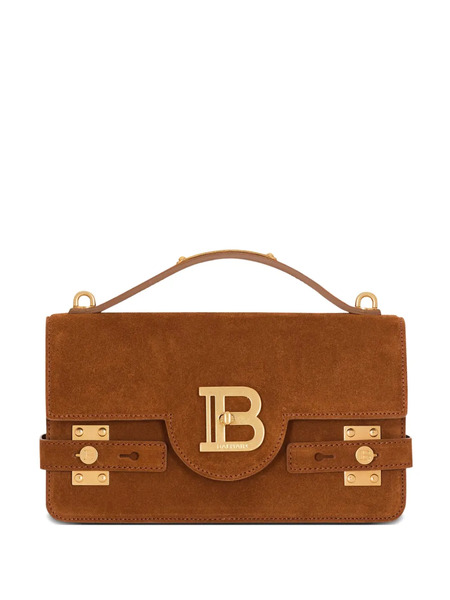  Balmain B-buzz 24 Suede Shoulder Bag - Brown 