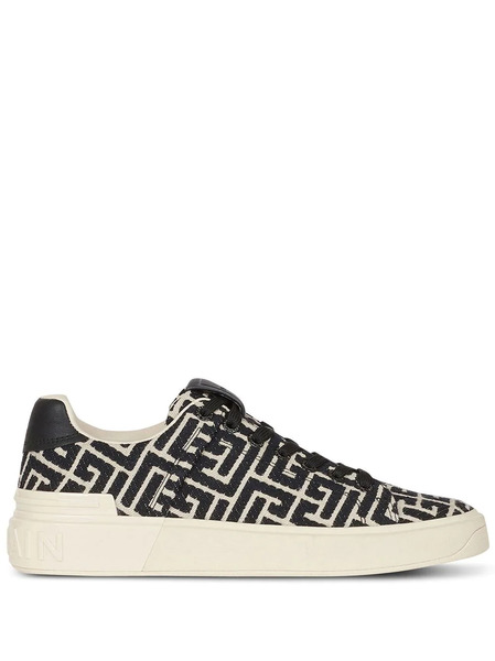  Balmain B-court Monogram Sneakers - White 