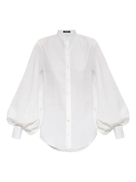  Balmain Balloon-sleeve Band-collar Shirt - White 