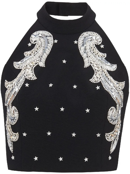 Balmain Baroque Embroidered Crop Top - Black 