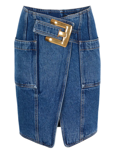  Balmain Belt Pocket Mini Skirt - Blue 