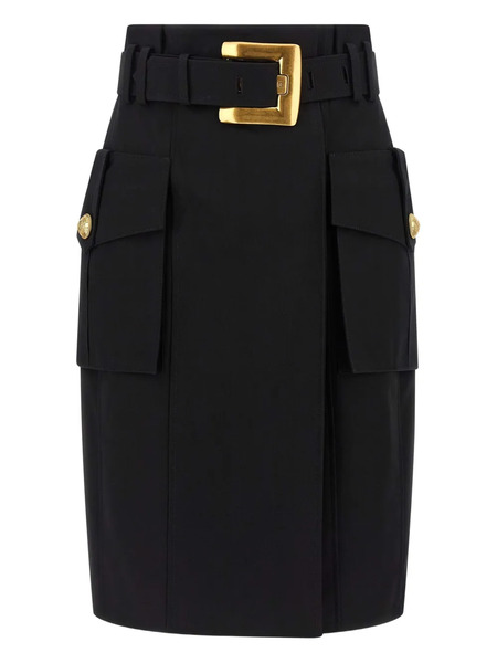  Balmain Belted Cargo Pencil Skirt - Black 