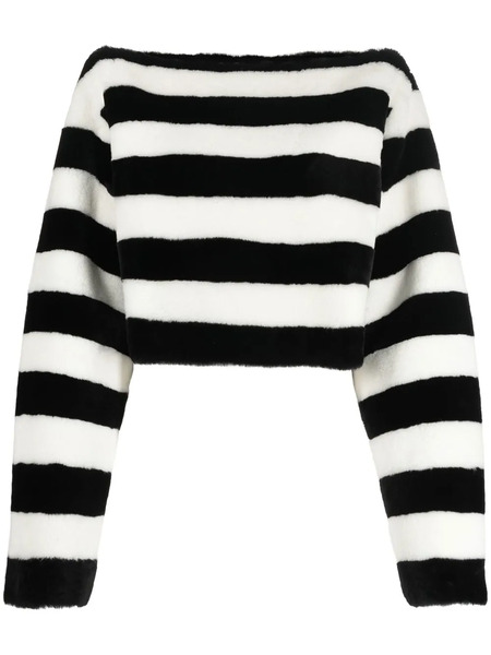  Balmain Boat-neck Striped Jumper - Black 