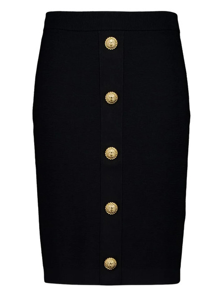 Balmain Button-detail Midi Skirt - Black 