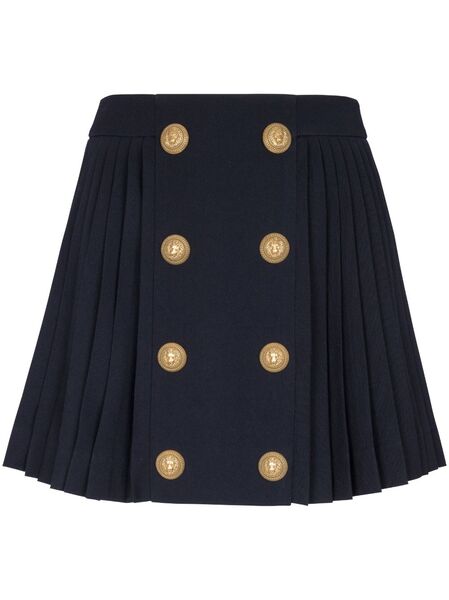  Balmain Button-detail Pleated Miniskirt - Black 