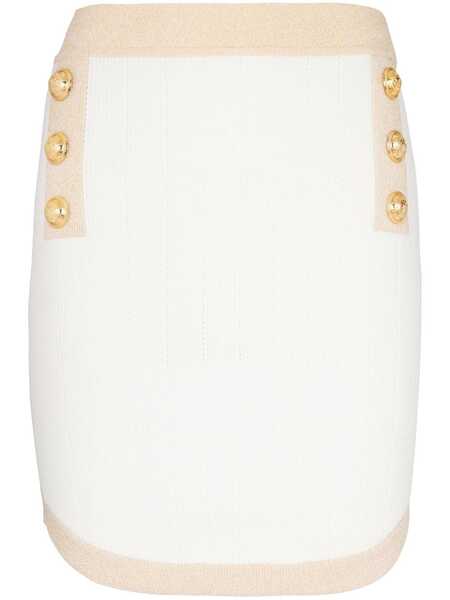  Balmain Button-embellished Knitted Miniskirt - Neutrals 