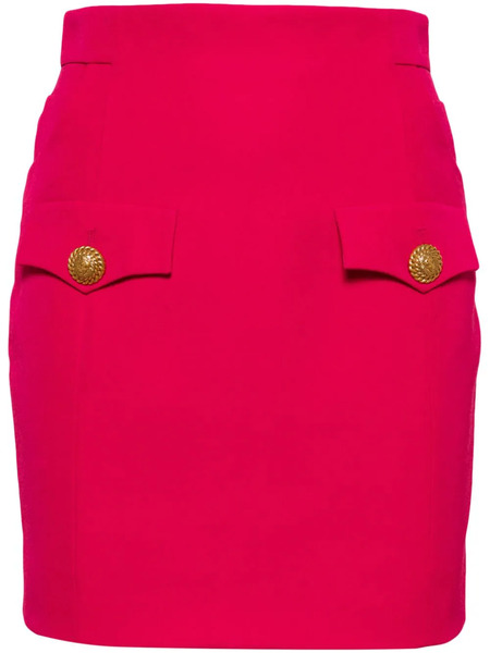 Balmain Button-embellished Virgin-wool Miniskirt - Pink 