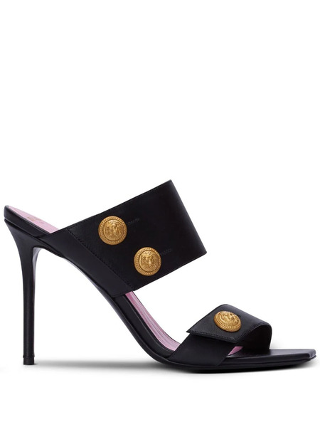  Balmain Button-fastening Leather Sandals - Black 