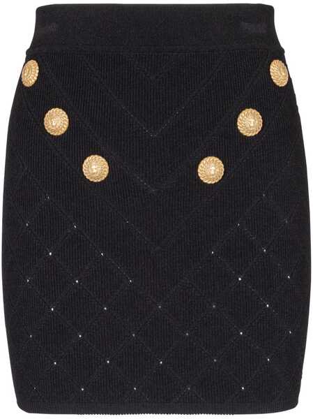  Balmain 6-button Fine-knit Mini Skirt - Black 