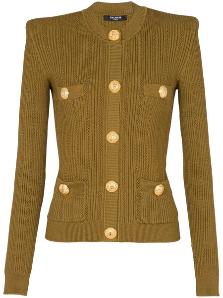  Balmain Button-front Knitted Top - Gold 