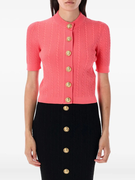  Balmain Cable-knit Buttoned Cardigan - Pink 