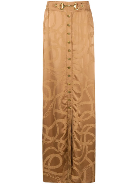  Balmain Chain Logo Jacquard Skirt - Neutrals 