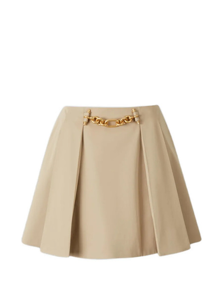  Balmain Chain Pleated Mini Skirt - Neutrals 