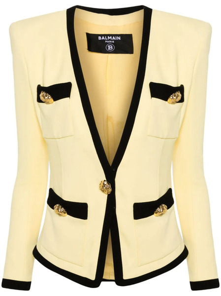  Balmain Collarless Crepe Blazer - Yellow 