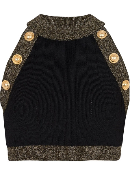  Balmain Contrast-trimmed Knitted Top - Black 