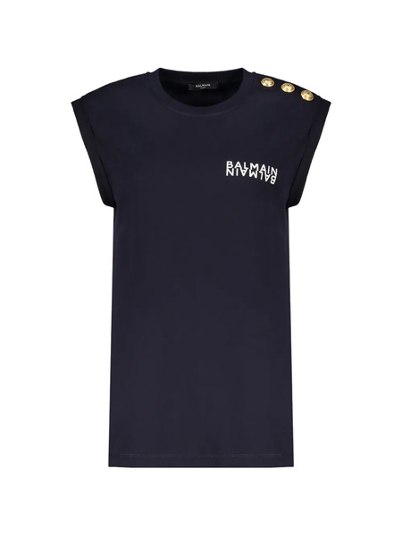  Balmain Cotton Logo T-shirt - Blue 