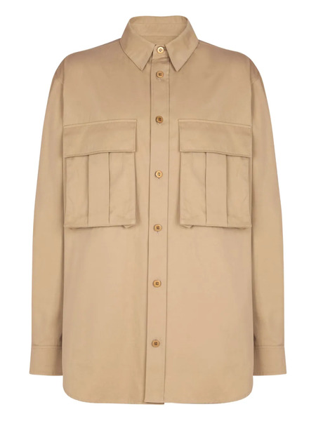  Balmain Cotton Safari Shirt - Neutrals 
