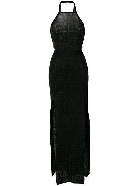  Balmain Crocodile Effect Gown - Black 
