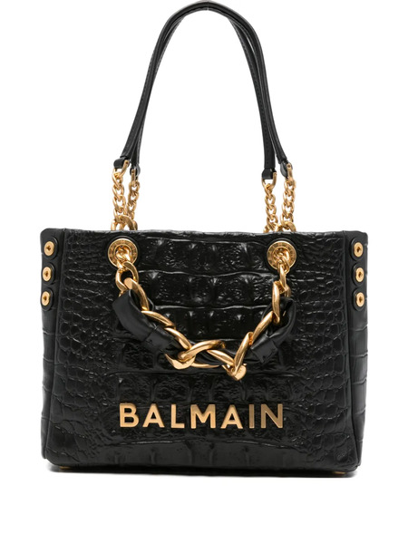  Balmain Crocodile-effect Tote Bag - Black 