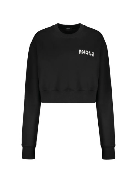  Balmain Cropped Logo Sweatshirt - Black 