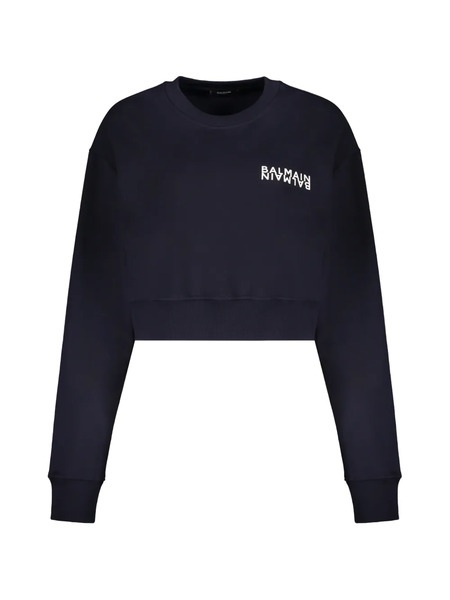  Balmain Cropped Logo Sweatshirt - Blue 